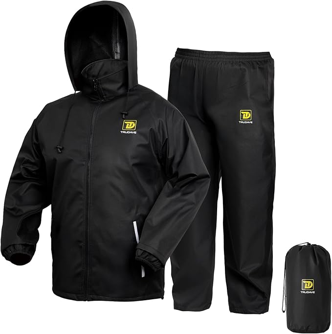 Rain Suit, Waterproof Rain Suits for Men, 2 Pieces Breathable & Windproof Rainwear