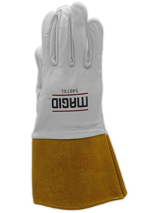 MAGID RoadMaster Goatskin Leather TIG Welding Gloves, 6 Pairs, Size 9/Large, Split Cowhide Leather Cuff, 5407