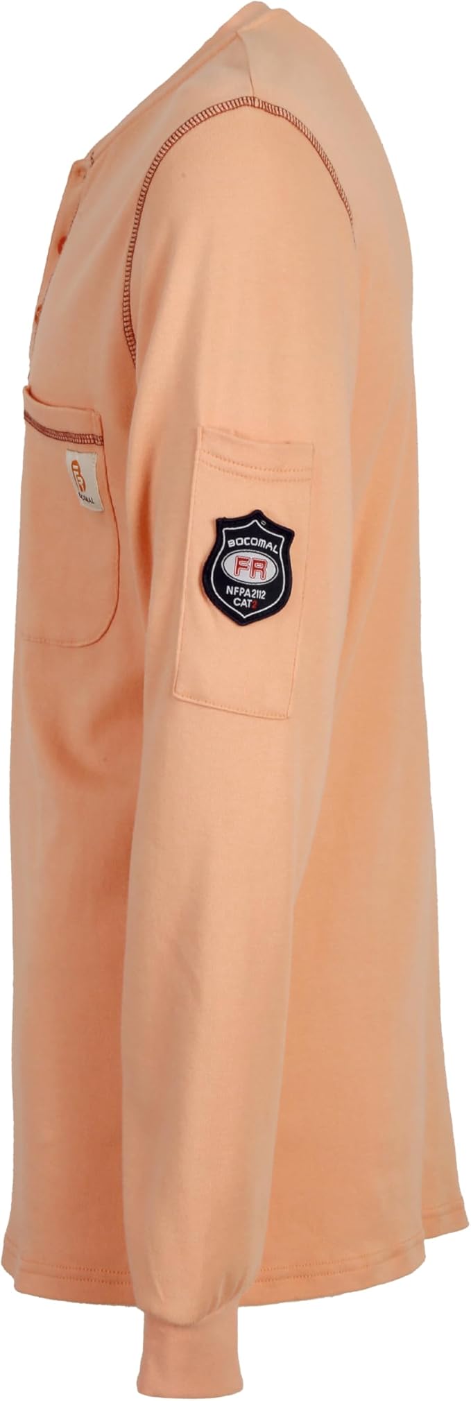 BOCOMAL FR Shirts Flame Resistant Henley Shirt NFPA2112/CAT2 7oz Men's Long Sleeve Fire Retardant Clothing