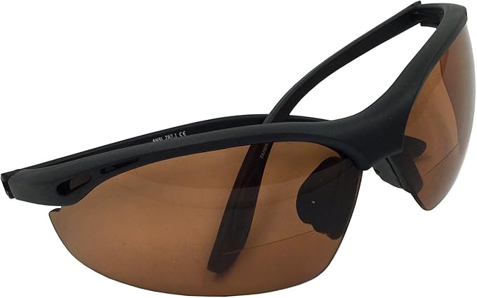 2 Pairs Bifocal Safety Driving Sunglasses with Reading Corner - Rubber Grip Arms (Diopter +1.00)