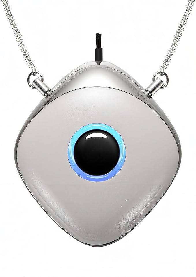 Personal Air Purifier, Chartreey Wearable Air Purifier Necklace, True 120 Million/cm³ High-Speed Negative Ion Generator Eliminates Dust, Pollen, Smoke, Maintenance Free(Pearl White)