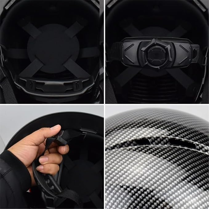 Full Brim Hard Hat - OSHA Safety Helmet Durable Lightweight Carbon Fiber Hard Hat, 6-Point Ratchet Suspension Protective Gear for Men and Women