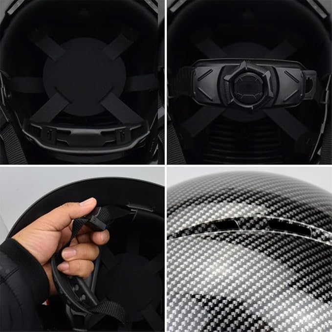 Full Brim Hard Hat - OSHA Safety Helmet Durable Lightweight Carbon Fiber Hard Hat, 6-Point Ratchet Suspension Protective Gear for Men and Women