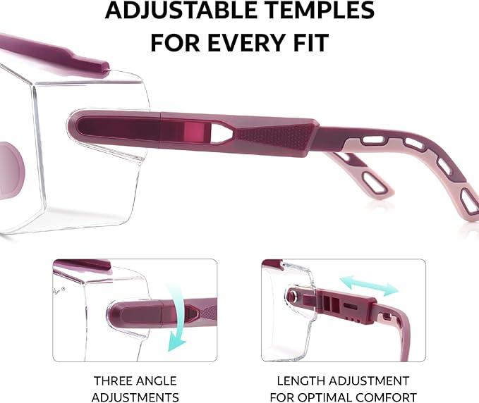 UKNOW Safety Glasses Over Eyeglasses, Anti Fog Safety Goggles ANSI Z87.1, Adjustable Protective Eyewear