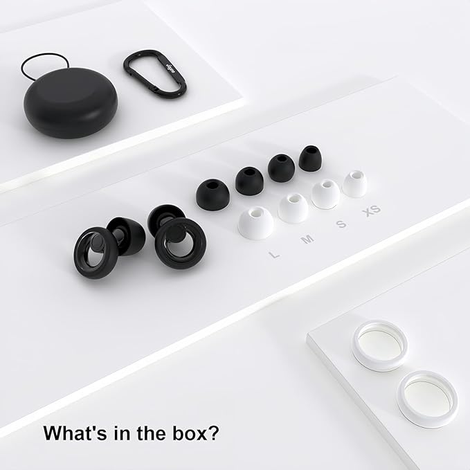 Ear Plugs for Noise Cancelling Ear Protection EarPlugs for Sleep,8 Pairs Ear Tips in XS, S, M, L -30dB Silicone Earplugs for Noise Reduction