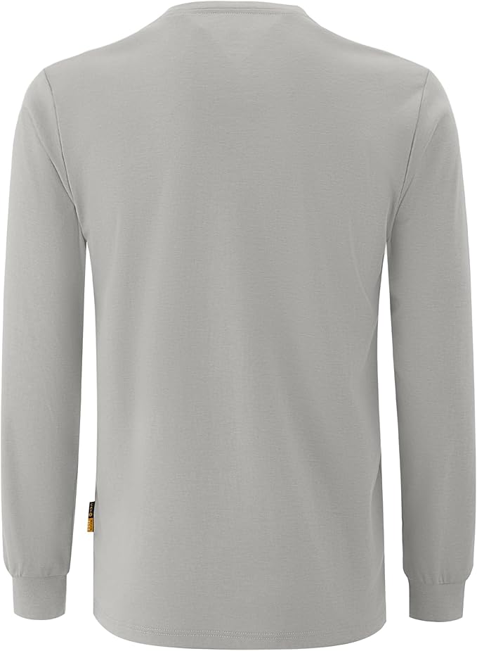 WORKWEYA Men's FR Shirts 6.5oz Lightweight Long Sleeve Flame Resistant T-Shirt NFPA 2112/CAT2