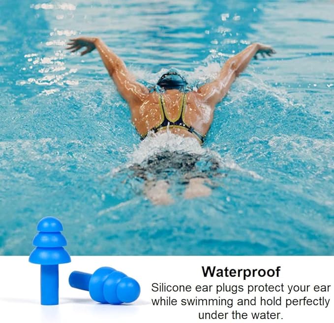 100 Pair Reusable Soft Silicone Ear Plugs Waterproof - Washable Ear Plugs for Swimming Music Concerts Construction Shooting Hunting Motor Sports Hunting Movie Ear Plugs for Sleeping Noise Cancelling