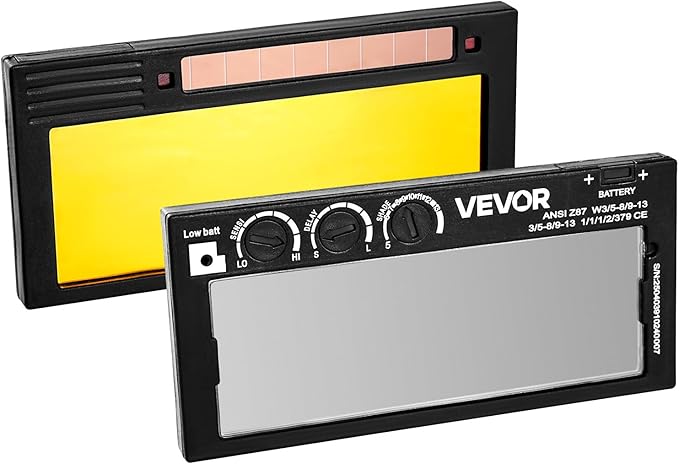 VEVOR Auto Darkening Welding Lens 4.25" x 2", Shade 5-13 Adjustable True Color Welding Lens with Dual Arc Sensors & Gold Coating, Compatible with Most Welding Helmets for TIG, MIG, MMA Applications