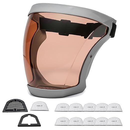 Anti-Fog Full Face Active shields Protection Visible Expression Transparent Breathable Comfortable Adults Reusable (White&Brown, 1PCS) JZY-0010