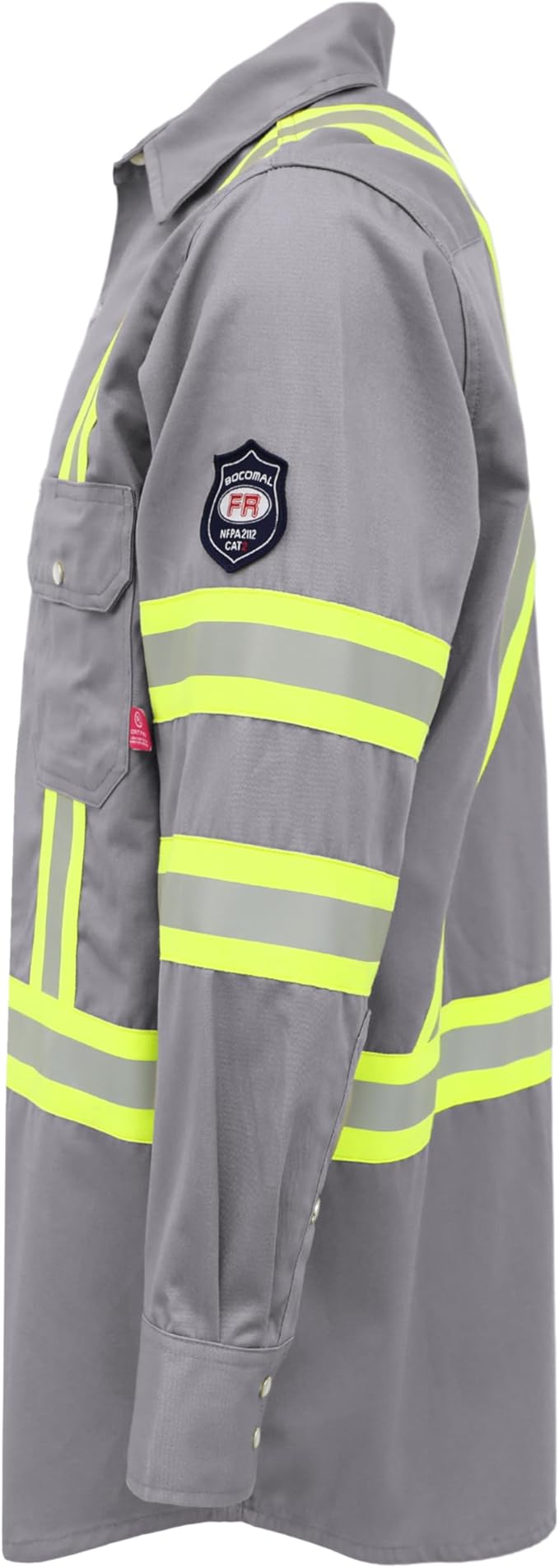 BOCOMAL FR Shirts High Visibility/Hi Vis Flame Resistant/Fire Retardant Shirt 7.5oz Men's Reflective Shirts