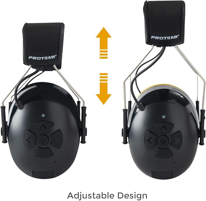 Hearing Protection with Bluetooth,Wireless Noise Canceling Headphone 30dB SNR,NO Radio Function,Rechargeable Battery Earmuffs,Long Playtime,Ideal for Lawn Mowing,Woodworking,Concerts(Black)