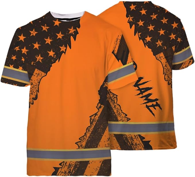 Maddly High Visibility US Flag Collection Safety Workwear Custom Name for Workers, Runners, Truckers, Patriotic