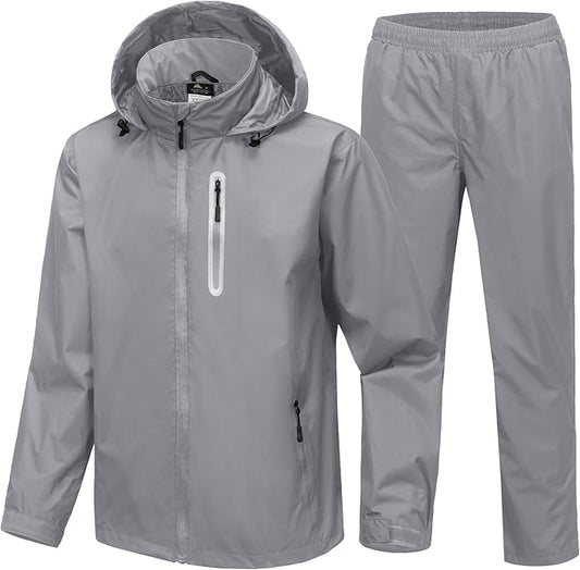 SWISSWELL Men's Waterproof Golf Rain Suit Rain Gear Jacket and Pant Outdoor Lightweight Hooded Raincoat