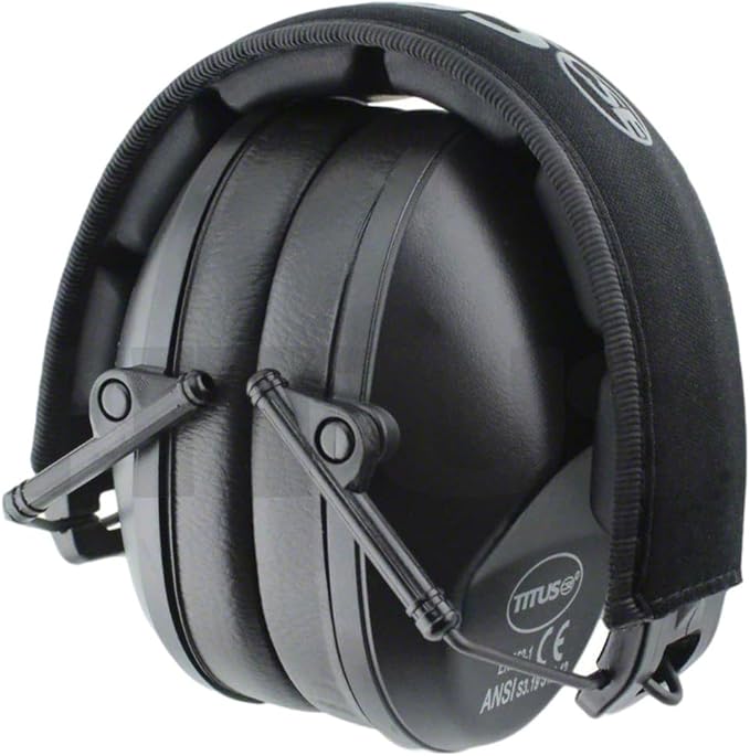 TITUS 2-Series Premium Low Profile Earmuffs, ANSI Rated, High NRR Noise Reduction, Durable Sport Band, Hearing Protection PPE