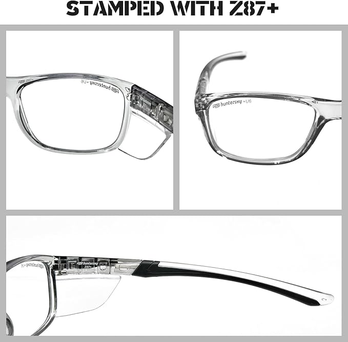 HTS TR90NZZ Safety Glasses Small Size with Side Shields ANSI Z87 Optical Eyeglass prescription Frame Scratch Fog Resistant