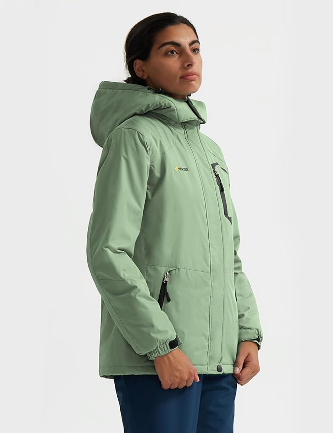 GEMYSE Women's Ski Snow Jacket Warm Winter Waterproof Coat Snowboard Rain Jacket Hooded Windproof Windbreaker
