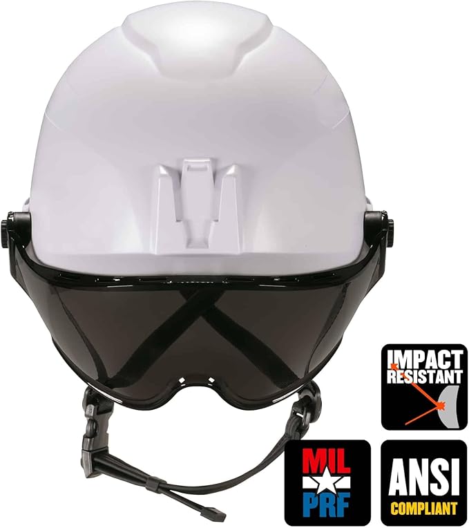 Ergodyne Skullerz 8974V Safety Helmet Class E Safety Helmet with Visor, Anti-Fog Clear Lens