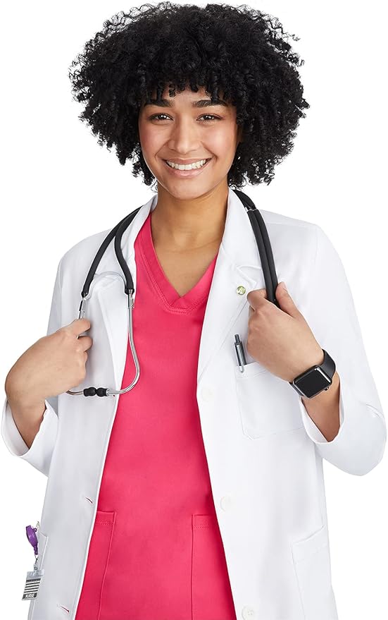 Healing Hands Lab Coat For Woman Faye White Coat with 5 Pockets, Moisture Wicking and 2-Way Stretch 5161