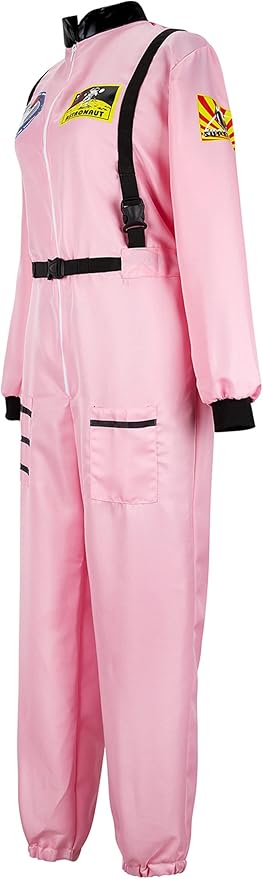Women's Astronaut Spaceman Costume Adult Coverall Air Force Flight Jumpsuit Halloween Dress Up Party