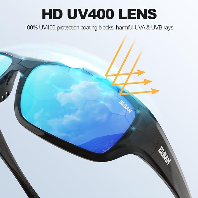 Polarized Sports Sunglasses for Men Women, Ideal for Fishing Running Driving Wrap Around Sunglasses, UV400 Protection