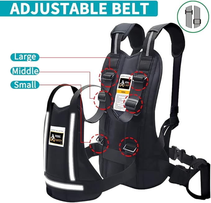Jolik Child Safety Harness Reflective Child Motorcycle Harness, Adjustable Safety Child Harness with Two Handles, Breathable Material, Black