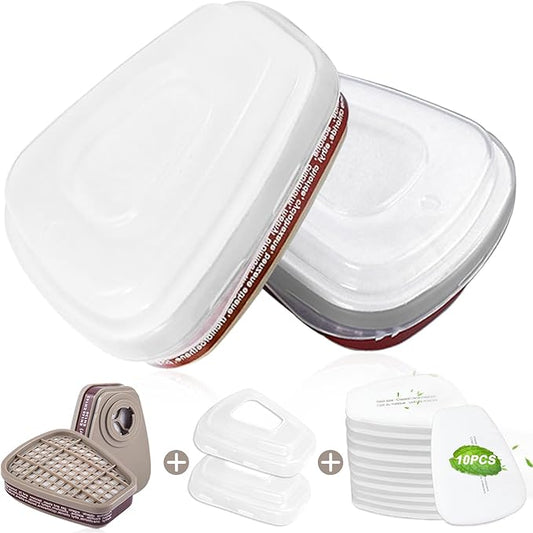 6001 Filter Cartridges for Respirator, Respirator Cartridges & Filters, Pollen, Paint and Chemical, Filter Compatible with 6200, 6800, 7502 Series Respirator(1 Set)