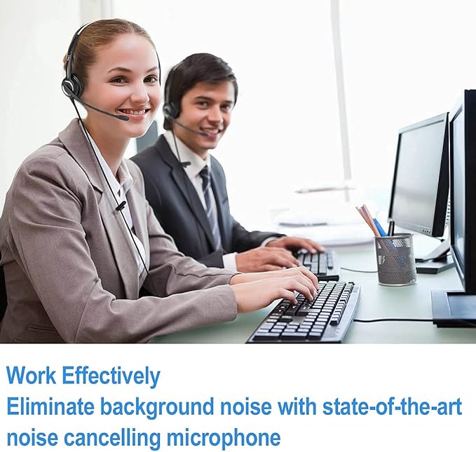 Phone Headset Noise Cancelling Mic RJ9 U10P Bottom Cable Compatible with Polycom VVX, Mitel, Shoretel, Nortel (Avaya) Phones