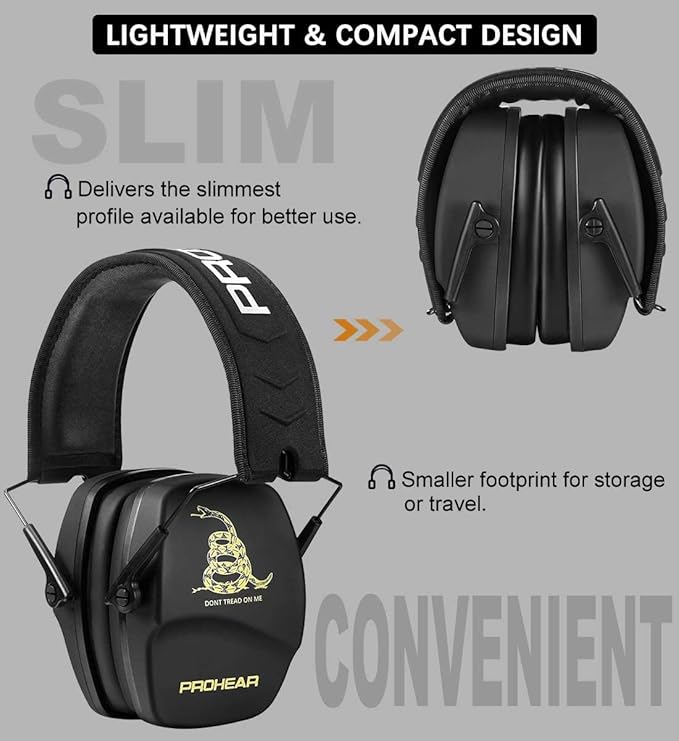 PROHEAR 016 Shooting Ear Protection Earmuffs 2 Pack, NRR 26dB for Gun Range, Hunting -Black and DOTM