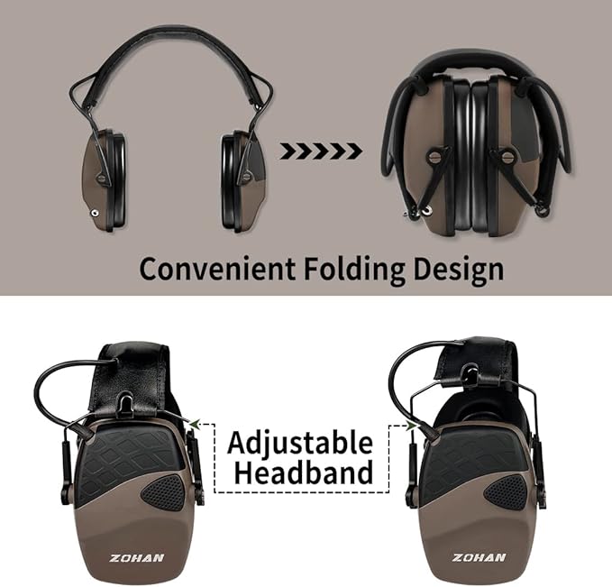 ZOHAN EM054 Electronic Shooting Ear Protection with Sound Amplification, Slim Active Noise Reduction Earmuffs for Gun Range