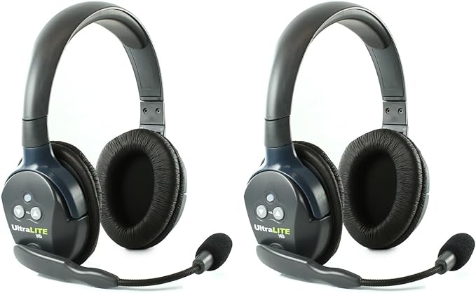 Eartec UL2D Ultralite Full Duplex Wireless Headset Communication for 2 Users - 2 Dual Ear Headsets with SolidSignal Cleaning Wipes Bundle