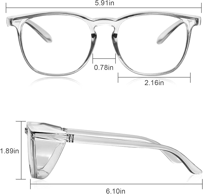 LASMEX Stylish Safety Glasses Goggles for Women Girls Anti-fog Glasses Protective Eyewear Clear Glasses