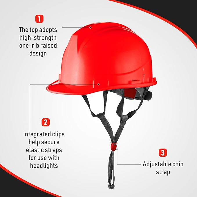 Leumoi 10 Pcs Suspension Hard Hat, Construction Hard Hat for Safety, Ratchet Cap Style with Self Adjusting Crown Straps for Man Woman