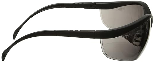 Crews Glasses 135-KD112 Klondike Safety Glass with Black Frame, Gray Lens