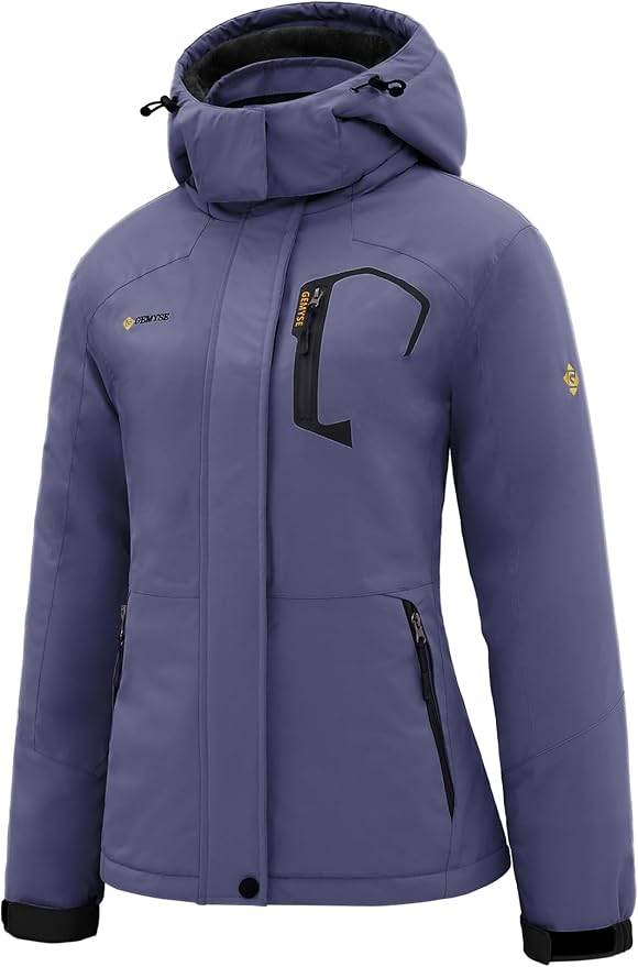 GEMYSE Women's Ski Snow Jacket Warm Winter Waterproof Coat Snowboard Rain Jacket Hooded Windproof Windbreaker