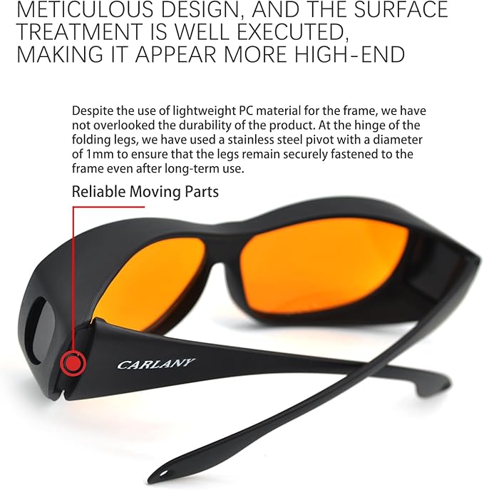 Laser Safety Goggles, 190nm-490nm OD 6+ Professional Laser Eye Protective Glasses for 405nm, 445nm, 450nm, 473nm Wavelength UV light/Violet & Blue Laser Protection