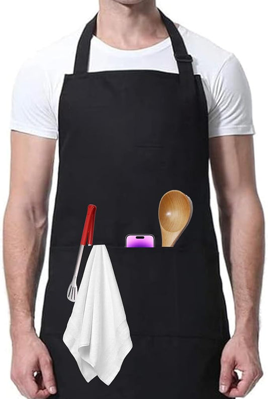 Xeoxarel Chef Apron for Men and Women, 31" x 27" Large with 36" Waist Ties, 2 Pockets, Durable Kitchen Cooking Aprons