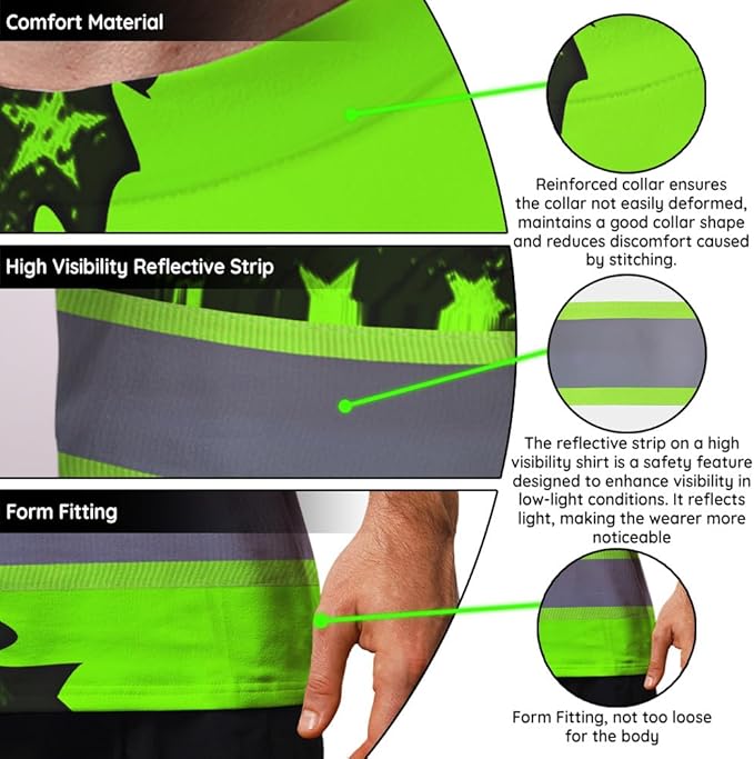 Maddly High Visibility US Flag Collection Safety Workwear Custom Name for Workers, Runners, Truckers, Patriotic