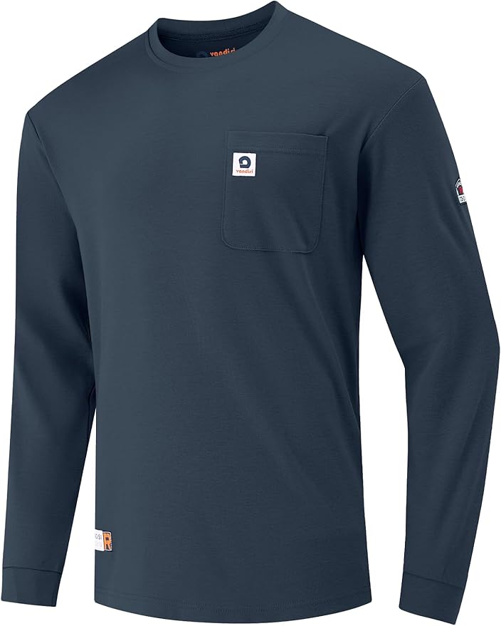 FR Shirts for Men 100% Cotton 5.5oz Lightweight NFPA2112/CAT2 Flame Resistant Shirts for Men Long Sleeve