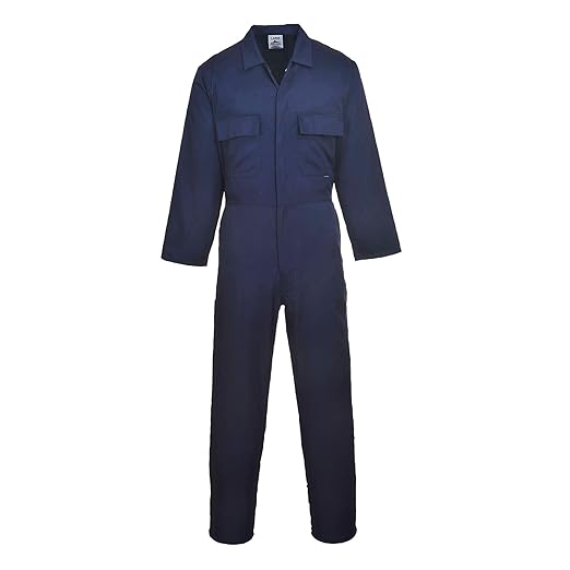 Portwest S999 Men's Euro Workwear Polycotton Coverall Boiler Suit Overall Navy Tall, Medium