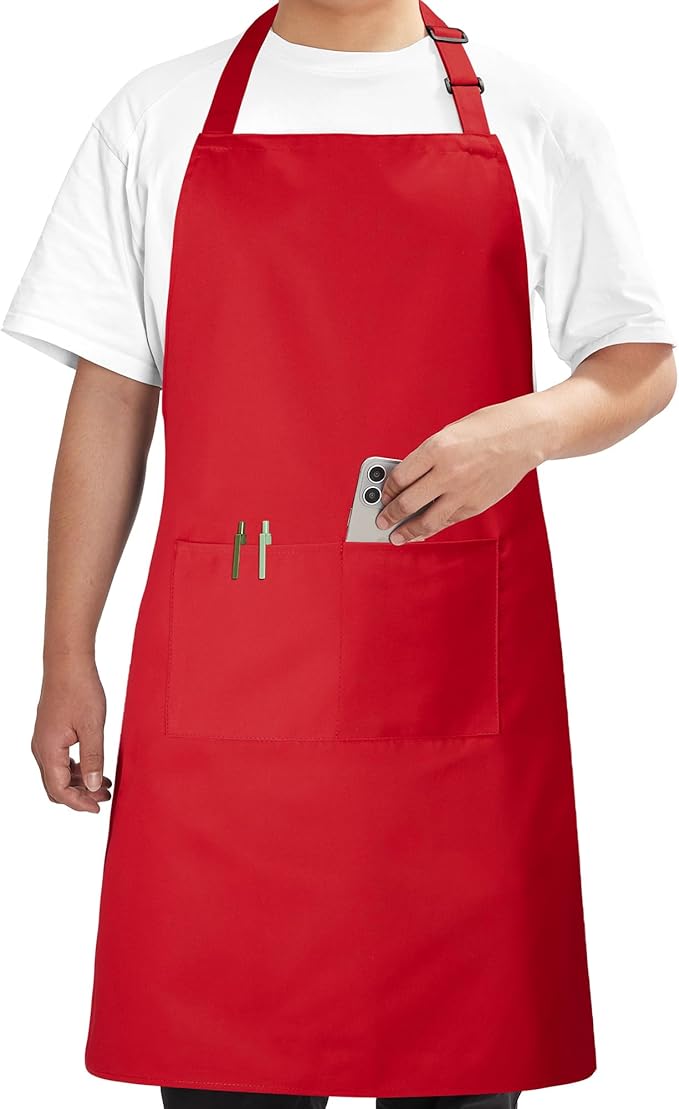 Syntus Chef Apron for Men Women Kitchen Cooking Apron with Pockets, Adjustable Bib Aprons Stain Resistant, 1 Pack