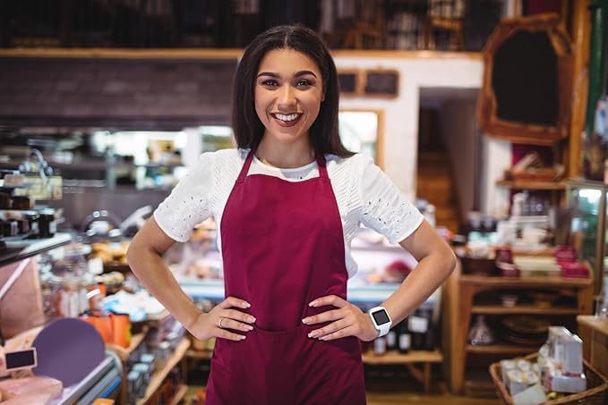 lepni.me Chefs Aprons | Cooking Baking Grilling for Home Restaurant | Premium Kitchen Aprons with Double Pocket for Men Women