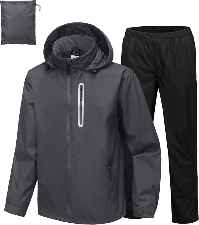 SWISSWELL Men's Waterproof Golf Rain Suit Rain Gear Jacket and Pant Outdoor Lightweight Hooded Raincoat