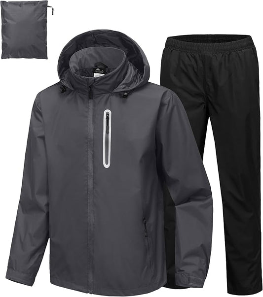 SWISSWELL Men's Waterproof Golf Rain Suit Rain Gear Jacket and Pant Outdoor Lightweight Hooded Raincoat
