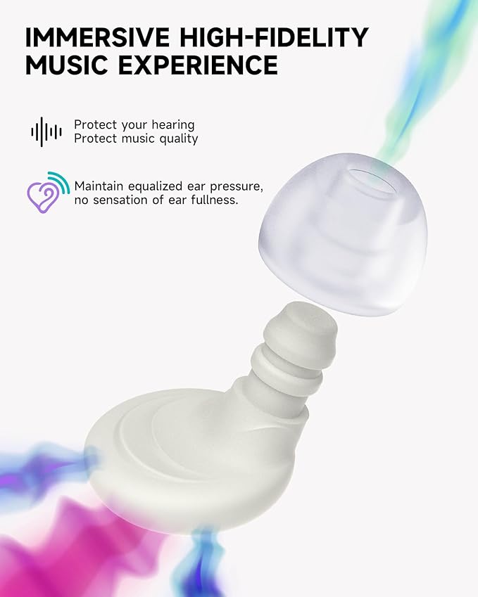 5 Pairs Ear Plugs for Sleeping Noise Reduction,Beinkap Reusable Earplugs Hearing Protection for Focus, Noise Sensitivity,Study,Work,Snoring,Motorcycle,Concert,Airplanes,24dB-33dB（White）