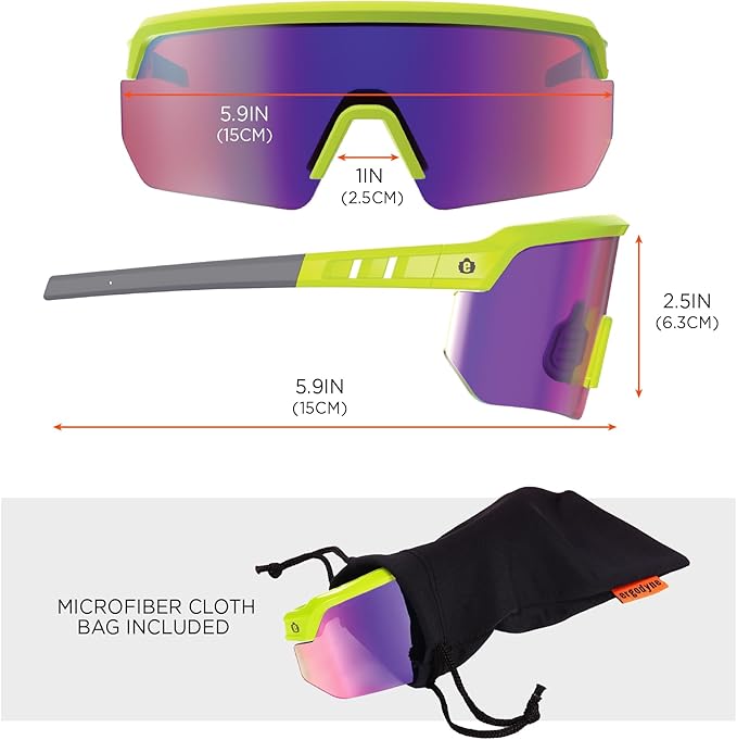 Ergodyne Skullerz AEGIR Polarized Safety Sunglasses with Fog Off+, Anti Fog Safety Glasses, Anti Scratch Mirror Lens