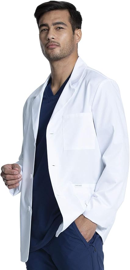 Cherokee Mens Lab Coat 30" Men's Consultation White Coat Durable, Mechanical Stretch - CK401
