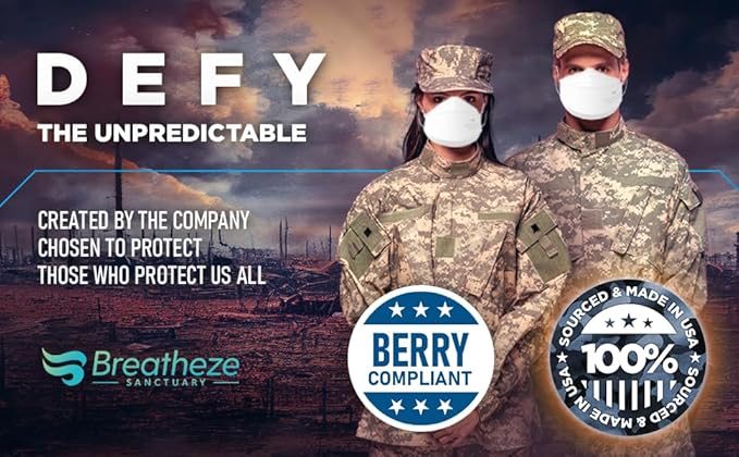 Breatheze KN95 Face Masks Made In USA FDA Registered - Disposable KN95 Mask - 3D Style
