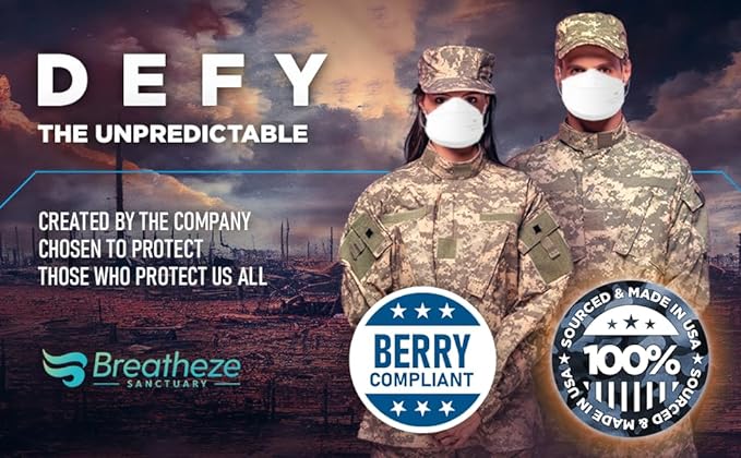 Breatheze KN95 Face Masks Made In USA FDA Registered - Disposable KN95 Mask - 3D Style