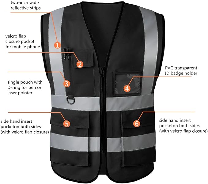 Tydon Guardian Reflective Safety Vest for Women Men High Visibility Security With Pocket Zipper Front Meet ANSI/ISEA Standard