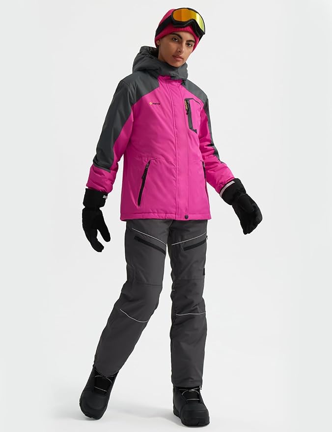 GEMYSE Women's Ski Snow Jacket Warm Winter Waterproof Coat Snowboard Rain Jacket Hooded Windproof Windbreaker